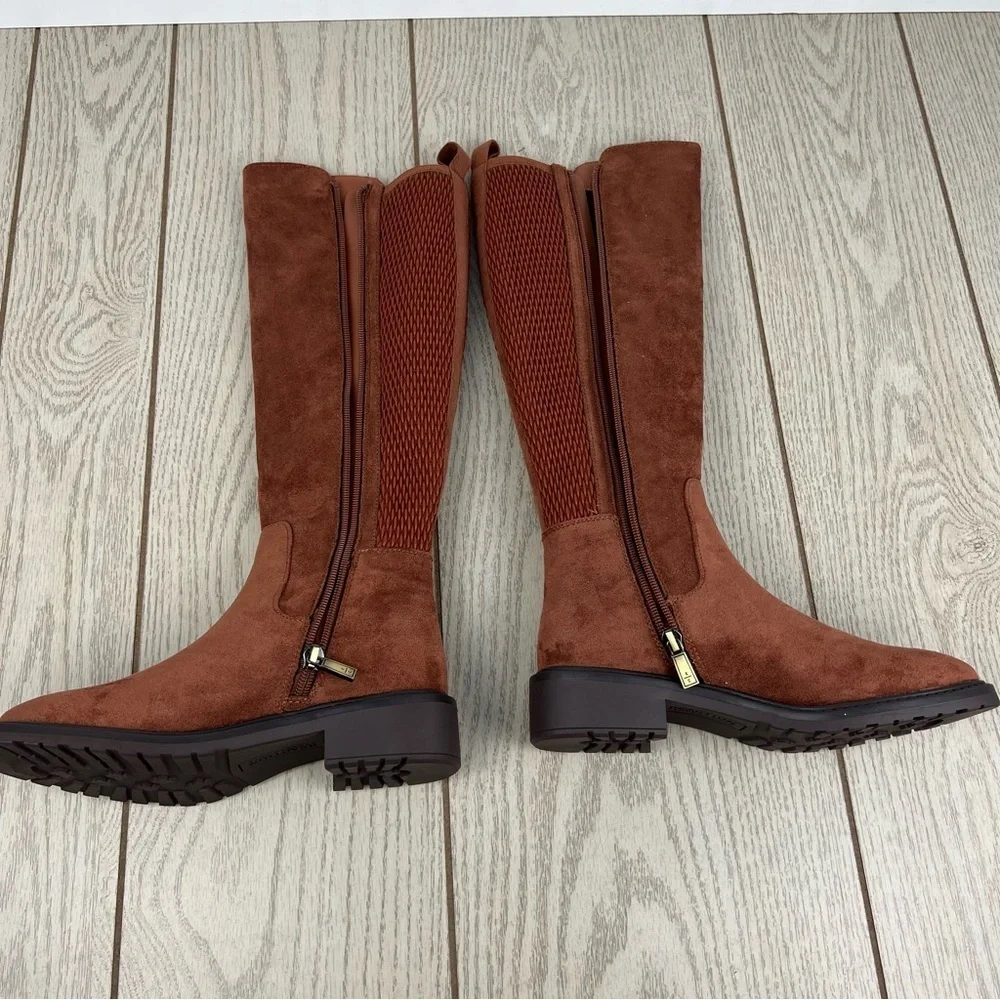 Kenneth Cole Reaction Women's Lionel Tall Boots 5M Caramel Cafe Micro $129